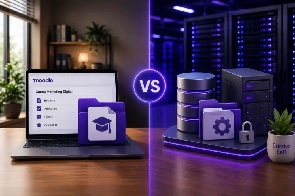 Qual a diferença entre backup de curso e backup completo do Moodle™?