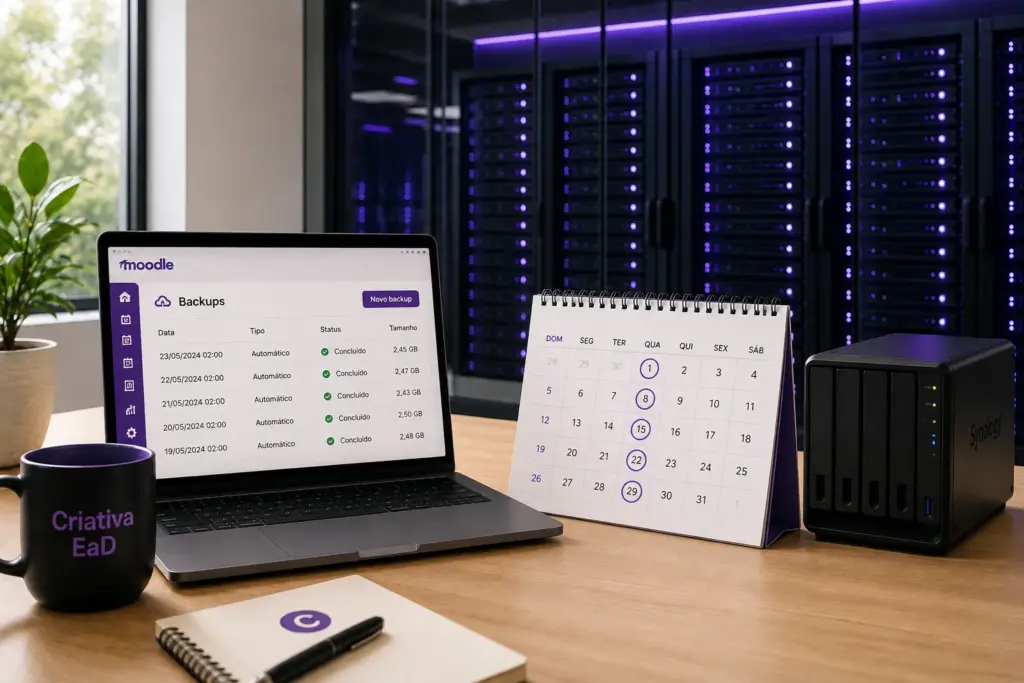 Com que frequência o backup do Moodle™ deve ser realizado?