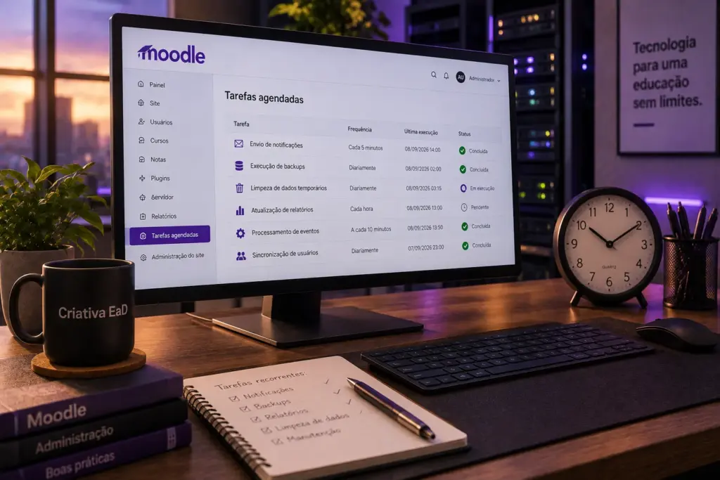 Como funciona o cron no Moodle™?