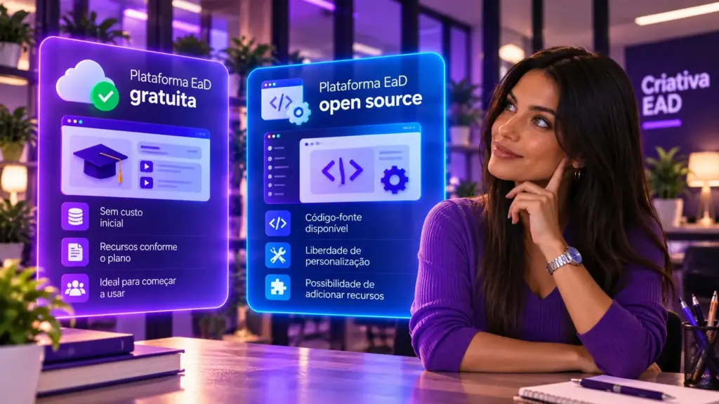 Qual é a diferença entre plataforma EaD gratuita e open source